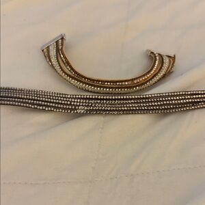 (2) Elegant Women's gray and tan wrap bracelets